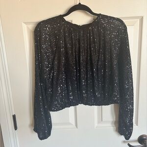 H&M Black Sequin Blouse